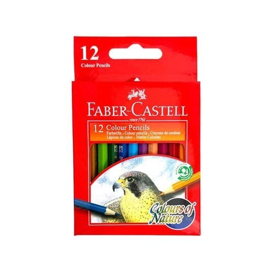 Faber Castell Short Colored Pencils 12 Colors || الوان خشبية قصيرة ١٢ لون فيبر كاستل - مكتبة اكسبريس الكويت