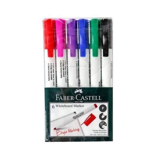 Faber castell Slim Whiteboard Marker Fine Tip Set of 6 || قلم وايت بورد ماركر رفيع برأس رفيع ماركة فابر كاستل - مكتبة اكسبريس الكويت