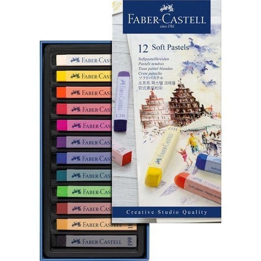 Faber Castell Soft Pastels 12 Colors || الوان سوفت باستيل فيبر كاستل ١٢ لون - مكتبة اكسبريس الكويت