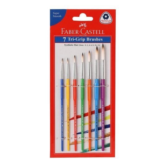 Faber Castell Tri Grip Paint Brushes, Round, Pack of 7 || فايبر كاستل - فرش طلاء ثلاثية القبضة ، مستديرة ، عبوة من فرش7 - مكتبة اكسبريس الكويت