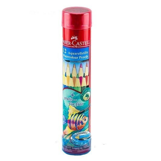 Faber Castell Water Color Pencil Round Tin 12 Colors || الوان خشبيه مائيه فيبر كستل 12 لون - مكتبة اكسبريس الكويت