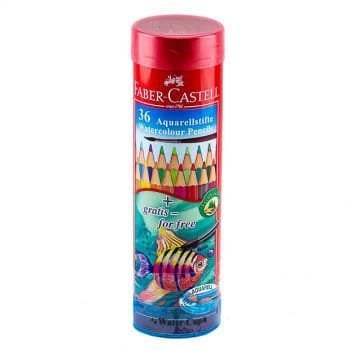 Faber Castell Water Color Pencil Round Tin 36 Colors || الوان خشبيه مائيه فيبر كستل 36 لون - مكتبة اكسبريس الكويت