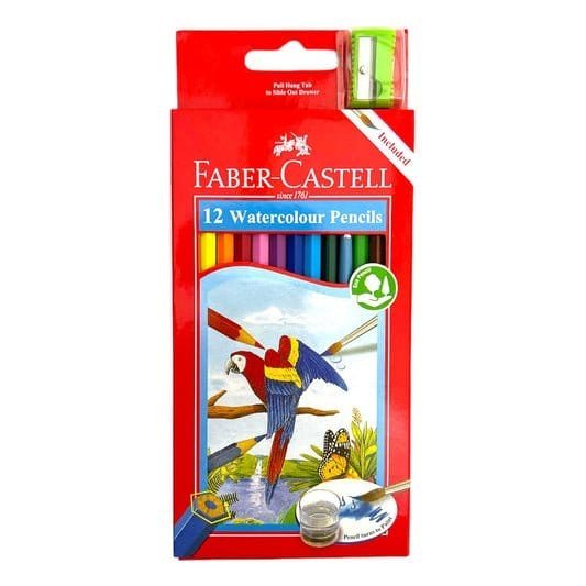 Faber Castell Watercolor Pencils 12 Colors || الوان خشبية مائية فيبر كاستل ١٢ لون - مكتبة اكسبريس الكويت