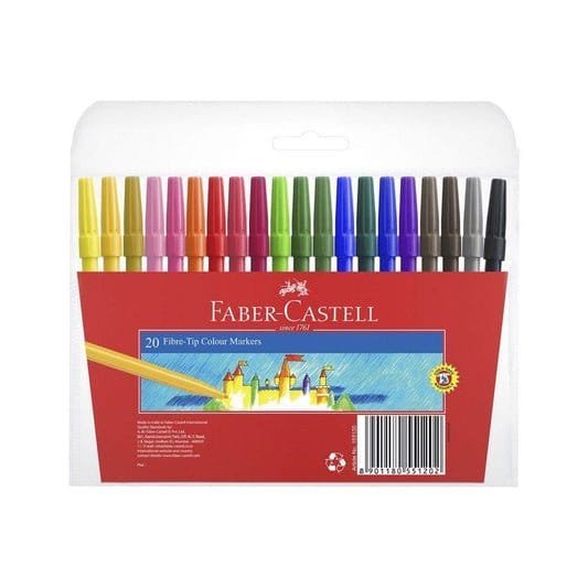 Faber Catell 20 Colored Markers Felt Tip || الوان شينية فيبر كاستل 20 لون - مكتبة اكسبريس الكويت