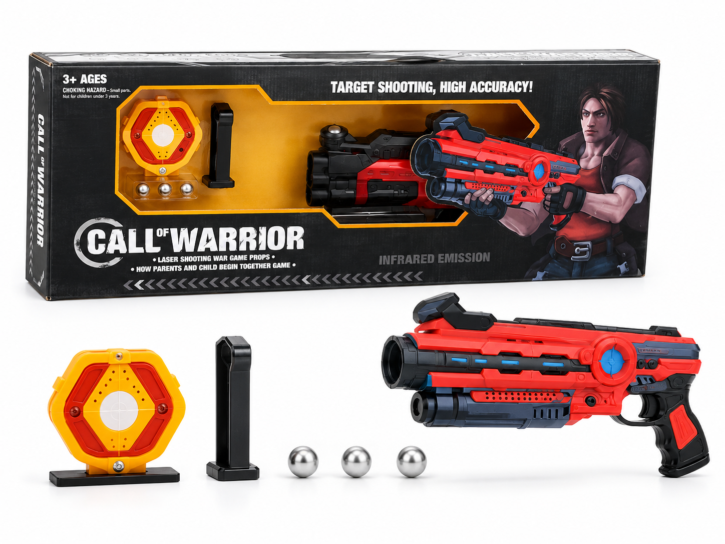 طقم مسدس Call of Warrior ليزر Infrared مع هدف وكرات فولاذية