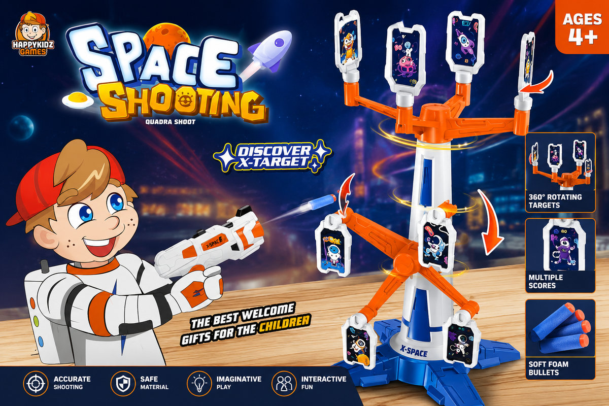 طقم إطلاق نار فضائي Space Shooting Quadra Shoot أهداف دوارة 360°