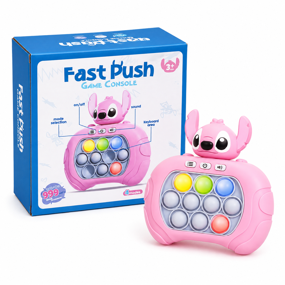 لعبة Fast Push ستيتش وردية بأزرار Pop It مضيئة