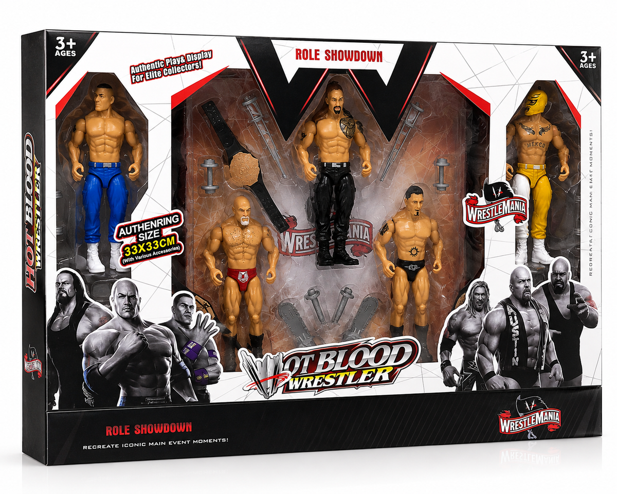 طقم شخصيات مصارعة WrestleMania Hot Blood Wrestler 5 شخصيات
