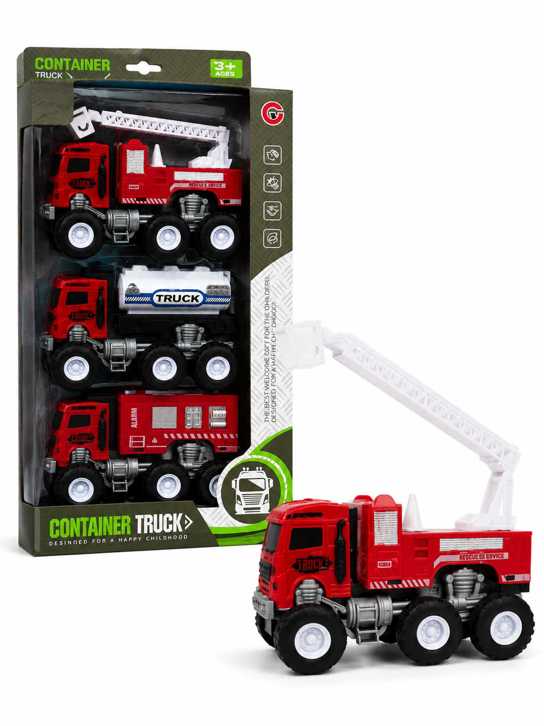 طقم شاحنات إطفاء Container Truck 3 شاحنات