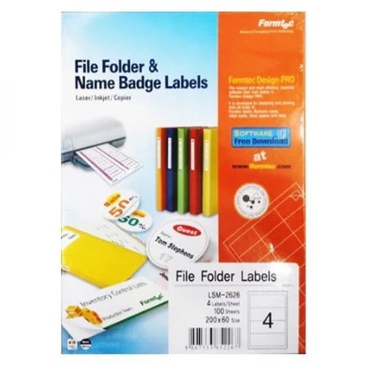Formtec A4 Label 4 Stickers || ورق لاصق فورماتك مقسم ٤ ستيكر⁩⁩⁩⁩ - مكتبة اكسبريس الكويت
