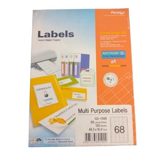 Formtec A4 Label 68 Stickers || ورق لاصق فورماتك مقسم ٦٨ ستيكر⁩⁩⁩ - مكتبة اكسبريس الكويت