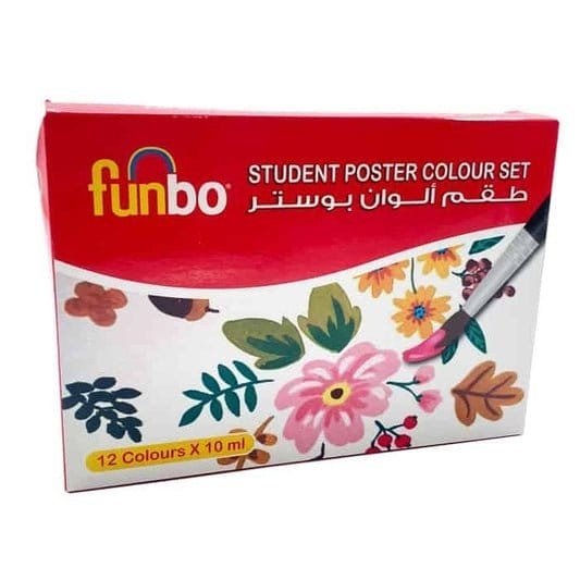 Funbo Student Poster Color 10 Color Set || طقم الوان بوستر فنبو عدد ١٠ لون حجم ١٥ مل⁩ - مكتبة اكسبريس الكويت