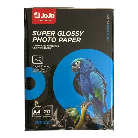 Jojo Super Glossy Photo Paper 200 g 20 Pcs || ورق جوجو قلوسي ٢٠٠ جرام ٢٠ ورقة - مكتبة اكسبريس الكويت