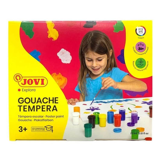 Jovi Gouache Tempra 12 Colors 15 ml || الوان جوفي قواش تمبرا ١٢ لون حجم ١٥ مل - مكتبة اكسبريس الكويت