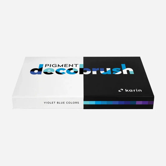 Karin Pigment DécoBrush Violet - Blue Colors 12pc Set || الوان اكريليك ماركر كارين برش ماركر الوان درجات فايوليت بلو - مكتبة اكسبريس الكويت