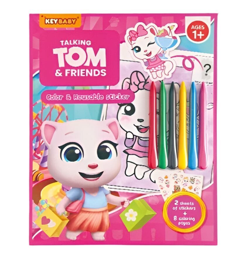 Keybaby Talking Tom and Friends Color and Reusable Sticker || دفتر تلوين و ستيكرات توم القط - مكتبة اكسبريس الكويت
