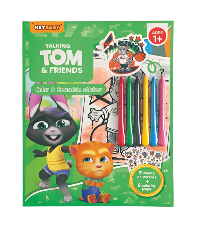 Keybaby Talking Tom and Friends Color and Reusable Sticker || دفتر تلوين و ستيكرات توم القط - مكتبة اكسبريس الكويت