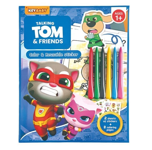 Keybaby Talking Tom and Friends Color and Reusable Sticker || دفتر تلوين و ستيكرات توم القط - مكتبة اكسبريس الكويت