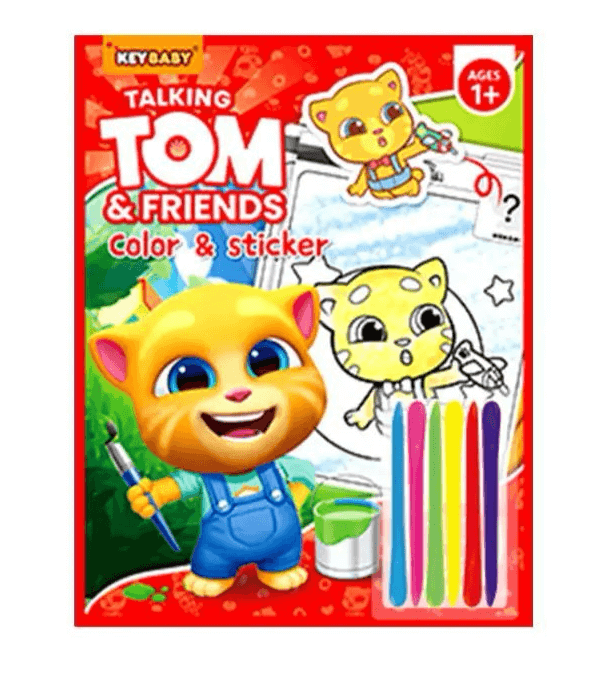 Keybaby Talking Tom and Friends Color and Reusable Sticker || دفتر تلوين و ستيكرات توم القط - مكتبة اكسبريس الكويت