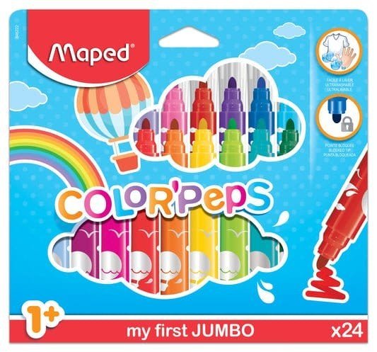 Maped Jumbo Markers 24 Colors || الوان شينية مابد جامبو⁩ ٢٤ لون - مكتبة اكسبريس الكويت