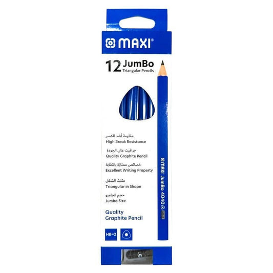Maxi 12 Jumbo Triangular Pencils || اقلام رصاص جامبو ماكسي ١٢ قلم - مكتبة اكسبريس الكويت