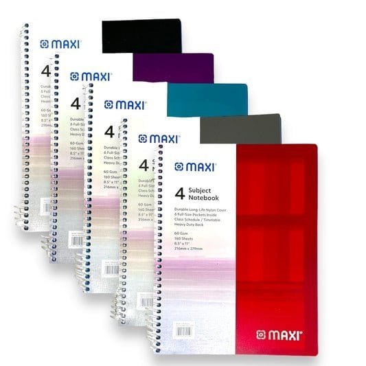Maxi 4 Subject Notebook Assorted Colors || دفتر ماكسي ٤ موضوع الوان متنوعة - مكتبة اكسبريس الكويت