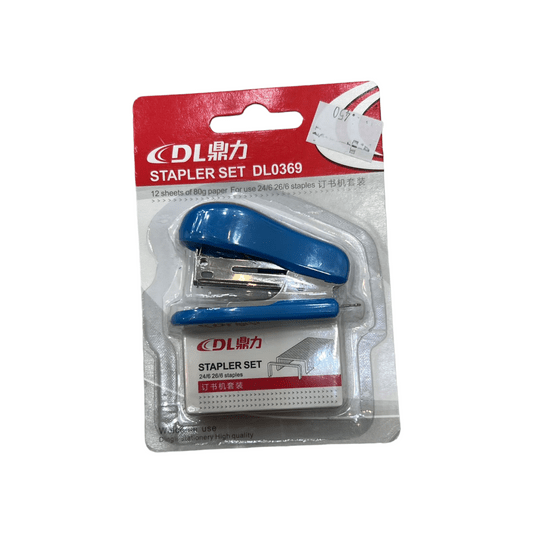 Mini Stapler Set DL0369 Blue Color طقم دباسه صغيره لون ازرق - مكتبة اكسبريس الكويت
