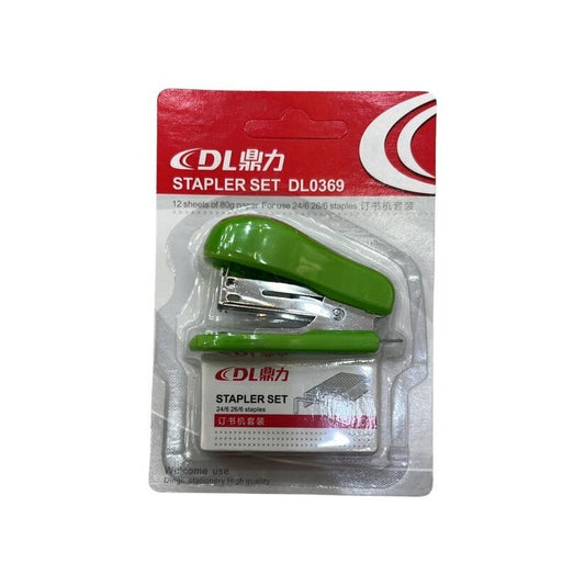 Mini Stapler Set DL0369 Green Color طقم دباسه صغيره لون اخضر - مكتبة اكسبريس الكويت