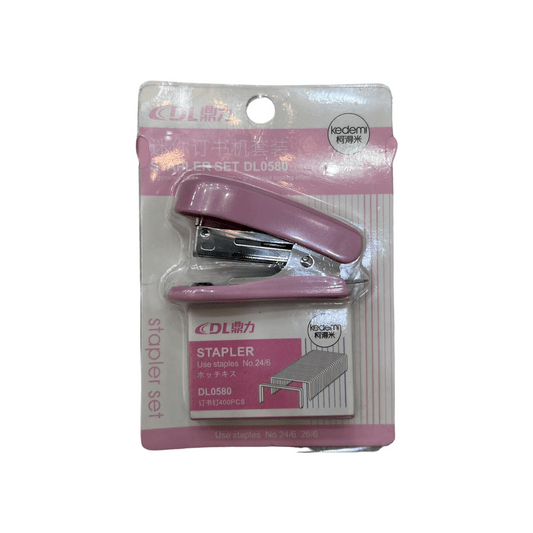 Mini Stapler Set DL0369 Pink Color طقم دباسه صغيره لون وردي - مكتبة اكسبريس الكويت