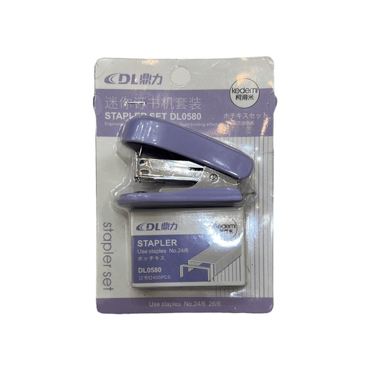 Mini Stapler Set DL0369 Purple Color طقم دباسه صغيره لون بنفسجي - مكتبة اكسبريس الكويت