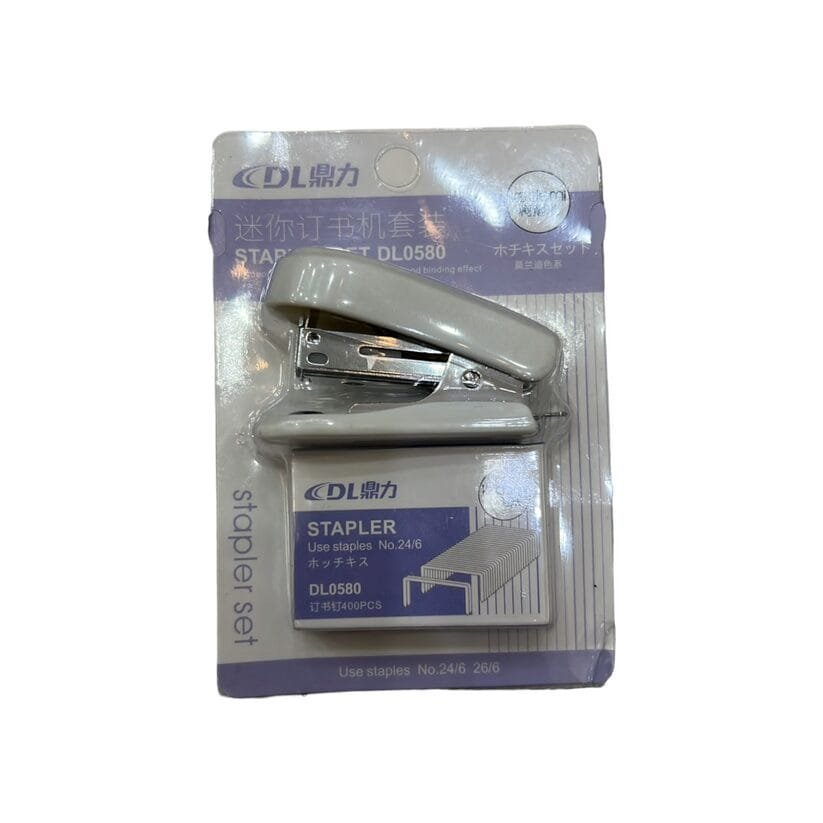 Mini Stapler Set DL0369 White Color طقم دباسه صغيره لون ابيض - مكتبة اكسبريس الكويت