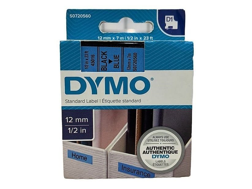 ملصقات DYMO لآلة الملصقات مقاس 1/2 بوصة أسود على أزرق - مكتبة اكسبريس الكويت
