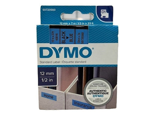 ملصقات DYMO لآلة الملصقات مقاس 1/2 بوصة أسود على أزرق - مكتبة اكسبريس الكويت