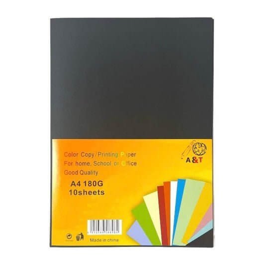 ورق طباعة ايه اند تي لون أسود 180 جرام اي فور مقاس 10 قطع - مكتبة اكسبريس الكويت
