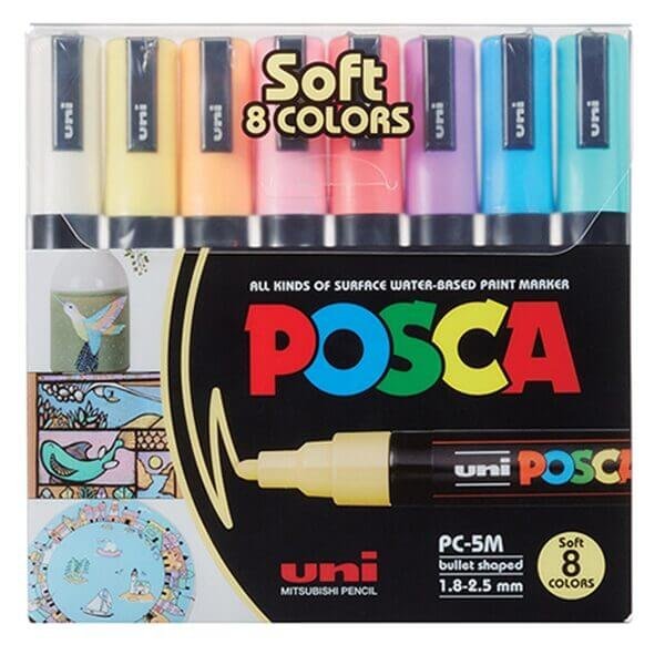 Posca Soft Colors PC - 5M 8 Colors || الوان بوسكا سوفت كولور ٨ PC - 5m لون - مكتبة اكسبريس الكويت