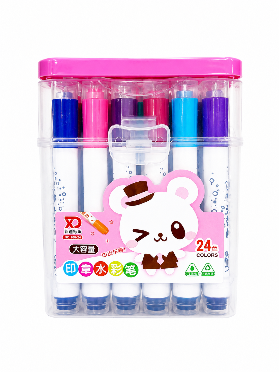 ألوان شيني بختم 24 لون | XD Stamp Watercolor Markers 24 Colors