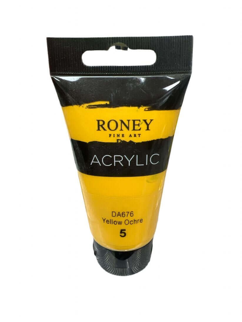 Roney Acrylic Color 75 ml Yellow Ochre || الوان اكريليك روني ٧٥ مل لون اصفر اوكر - مكتبة اكسبريس الكويت