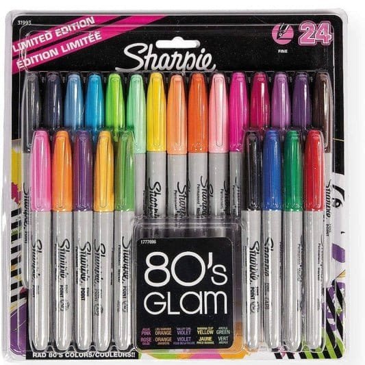 Sharpie 80’s Glam Markers Limited Edition Set 24 Colors || مجموعة الوان شاربي ماركرز 24 لون ثيم المانينيات - مكتبة اكسبريس الكويت