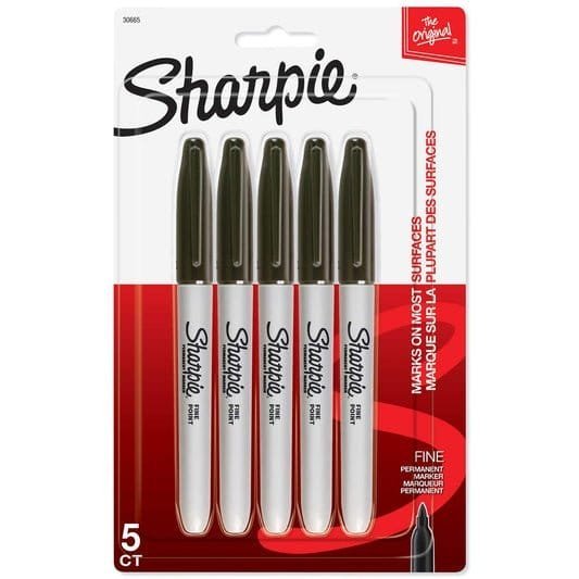 Sharpie Fine Permanent Marker Set 5 Black Fine Tip || مجموعة اقلام ماركر شاربي لون اسود ٥ حبة - مكتبة اكسبريس الكويت