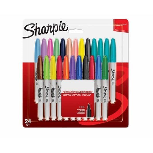 Sharpie Fine Permanent Markers 24 Colors || اقلام ماركر ثابته علي كارت ماركة شاربي الامريكية عدد 24 لون - مكتبة اكسبريس الكويت