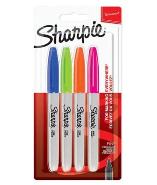 Sharpie Fine Point Permanent Markers 4 Colors Deep || الوان ماركر الثابته من شاربي 4 لون غامق - مكتبة اكسبريس الكويت