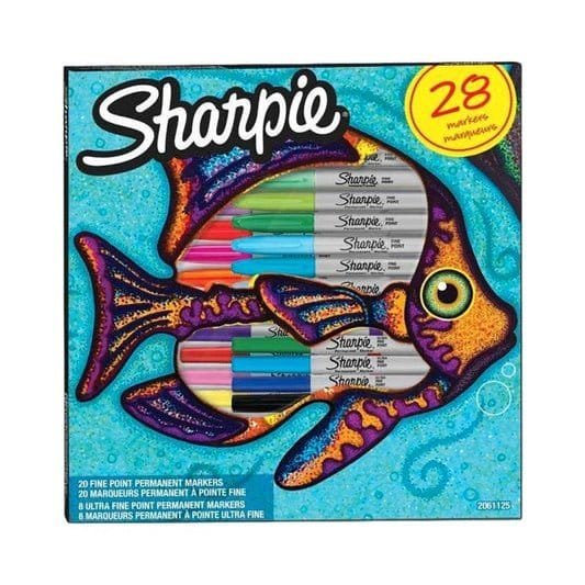 Sharpie Fish Special Edition Permanent Marker Set Assorted, 28 Pieces || مجموعة اقلام شاربي 28 لون - مكتبة اكسبريس الكويت