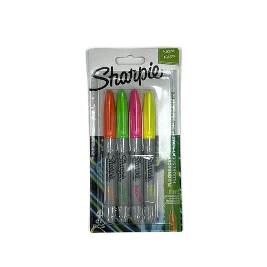 Sharpie Neon Permanent Markers, Fine Point, Assorted 4 Colors || اقلام شاربي ثابته الوان نيون فسفوريه - مكتبة اكسبريس الكويت
