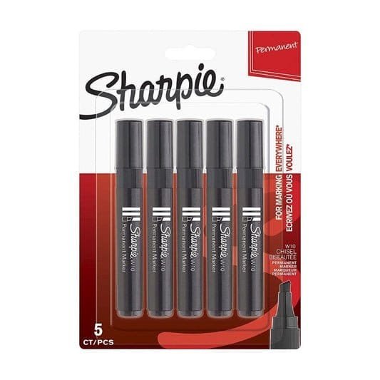 Sharpie W10 Chisel Tip Marker Set 5 Black Markers || مجموعة اقلام ماركر شاربي ثابتة ٥ لون اسود مشطوف - مكتبة اكسبريس الكويت