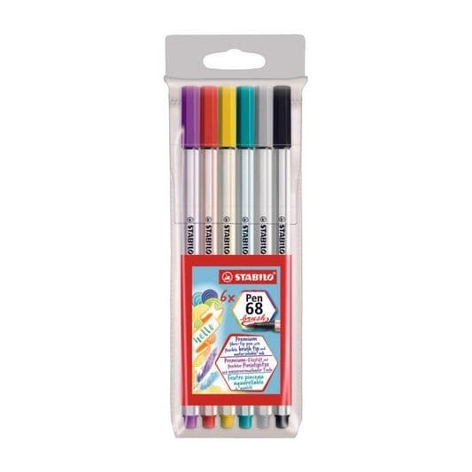 Stabilo Brush Marker 6 Color Set || الوان ستابيلو راس فرشة برش ماركر ٦ لون - مكتبة اكسبريس الكويت