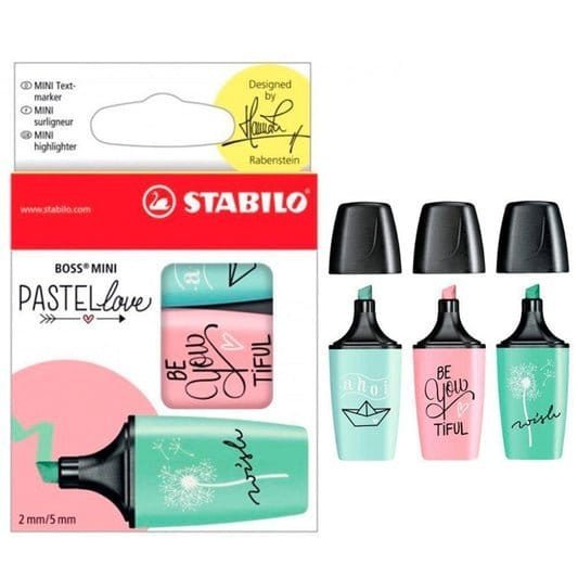 Stabilo Mini Pastel Text Marker 3 Pack || باكيت الوان باستيل فسفوري ٣ لون⁩⁩⁩ - مكتبة اكسبريس الكويت