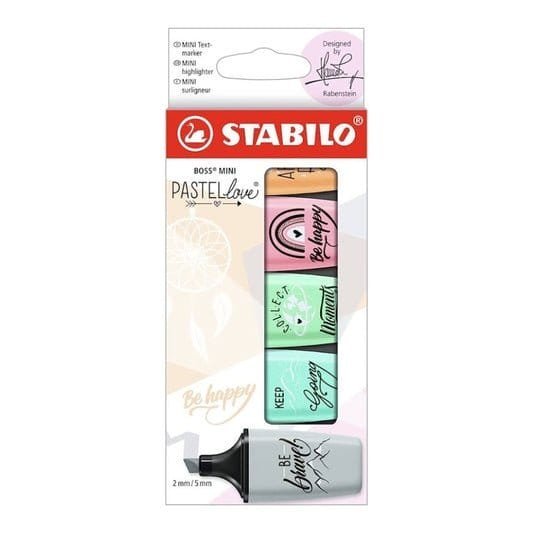 Stabilo Mini Text Pastel Marker 5 Pack || باكيت الوان باستيل فسفوري ٥ لون - مكتبة اكسبريس الكويت