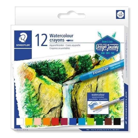 Staedtler 12 Watercolor Crayons II أقلام تلوين شمعية مائية عدد ١٢ ماركة ستيدلر - مكتبة اكسبريس الكويت