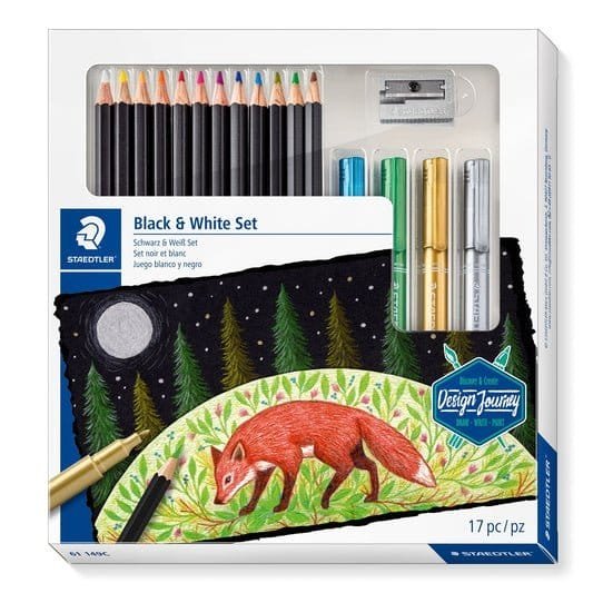 Staedtler Black and White Set || مجموعه الوان رسم سكتش بلاك اند وايت 17 قطعه - مكتبة اكسبريس الكويت