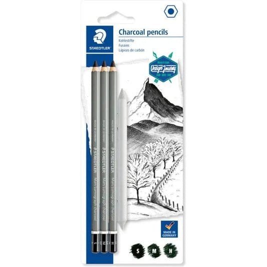 Staedtler Charcoal Pencils Pack of 3 || اقلام فحم ستدلر باكيت ٣ حبات - مكتبة اكسبريس الكويت